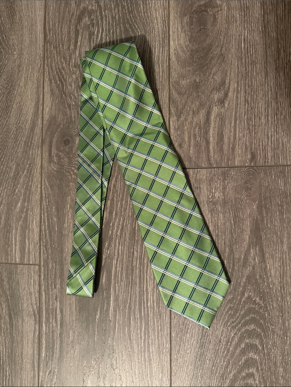 Jos. A. Bank - Green Plaid Pattern 100% Silk Tie